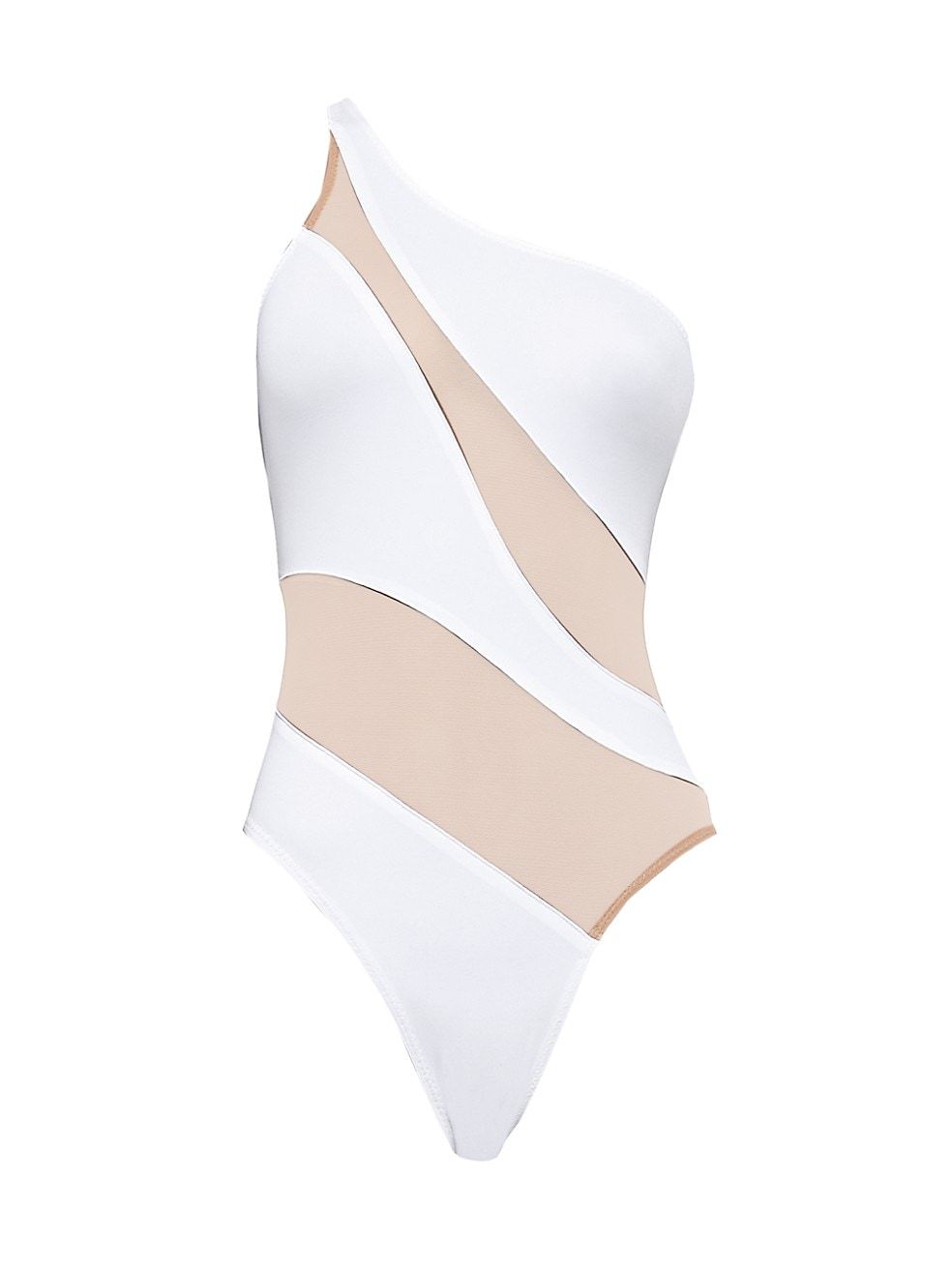 Norma Kamali Mesh Insert One-Shoulder One-Piece Swimsuit | Saks Fifth Avenue