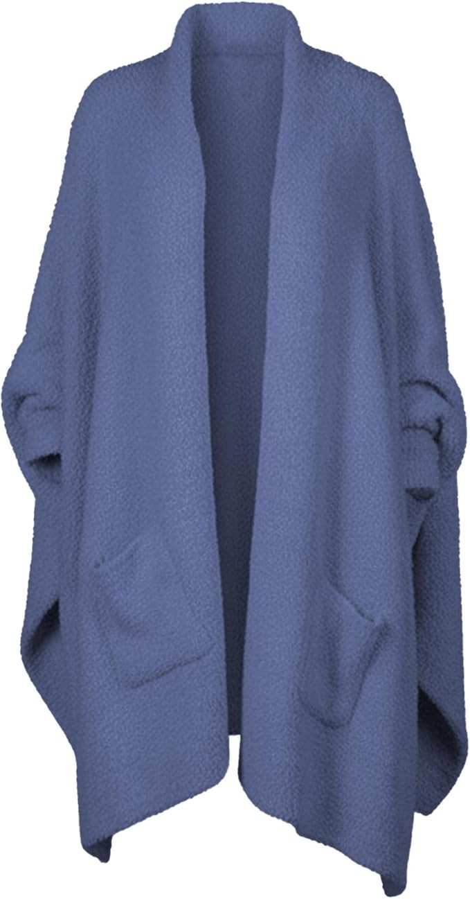 Wearable Blanket Sherpa Poncho Unique Office Work Warm Cozy Shawl TV Throw Blankets, Plush Cape W... | Amazon (US)