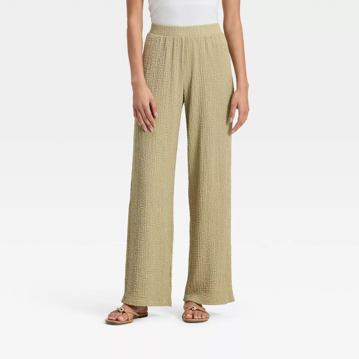 Women's Mid-Rise Textured Pull-On Pants - A New Day™ | Target