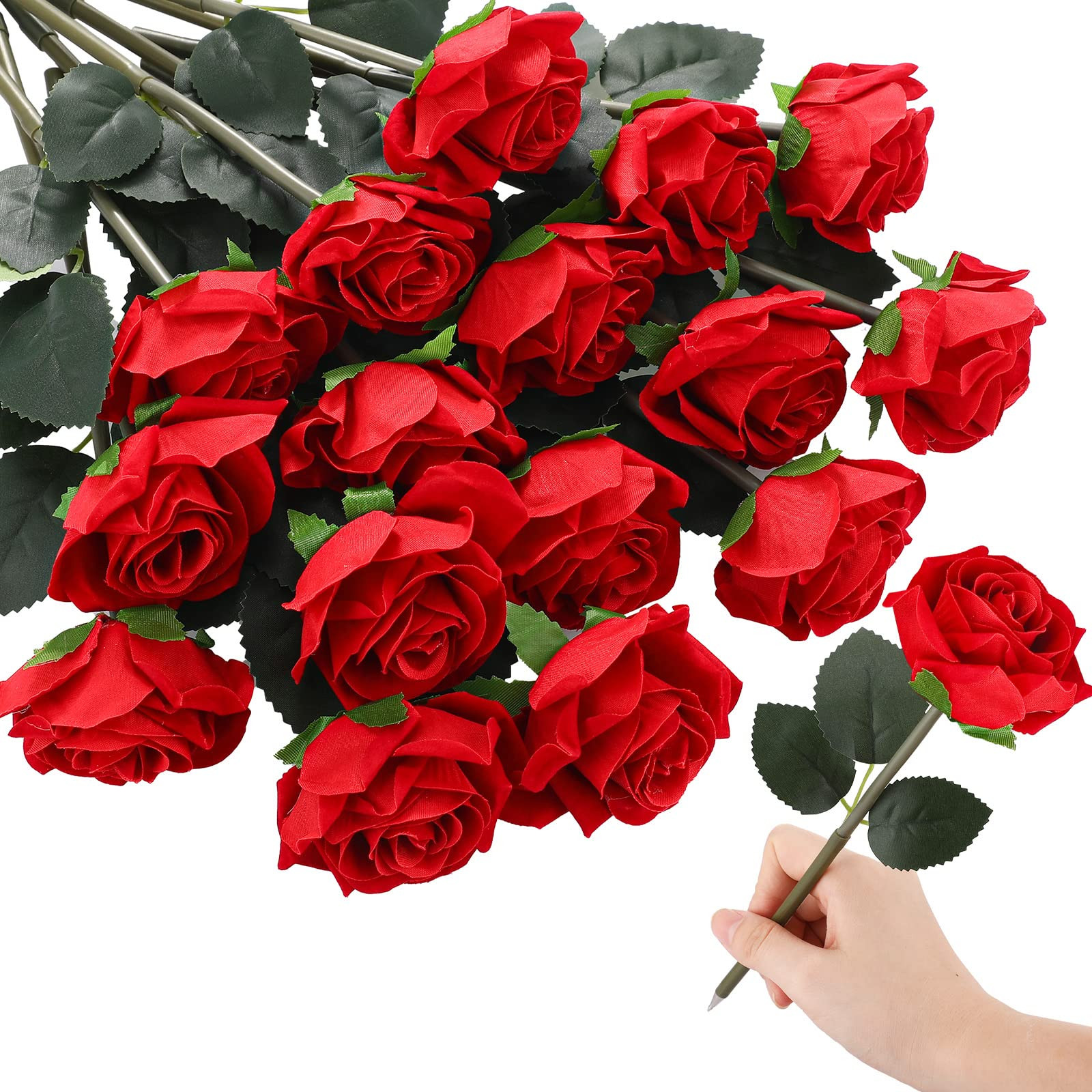 Yexiya Red Rose Flower Pens Valentine's Day Rose Ballpoint Bulk Artificial Flower Pen Gift for Mo... | Amazon (US)