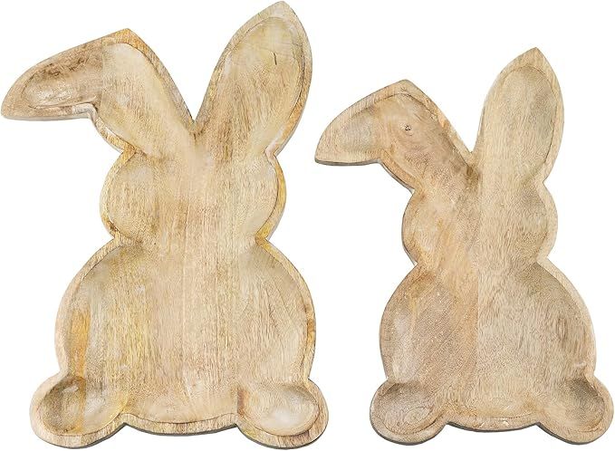 AuldHome Farmhouse Bunny Serving Trays (Set of 2); Nesting Rabbit-Shaped Wooden Charcuterie Platt... | Amazon (US)