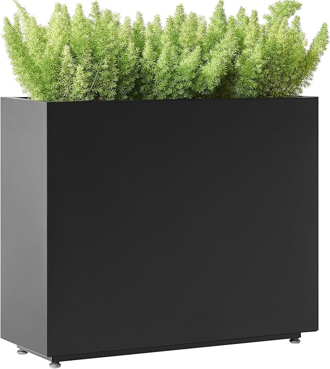 Tall & Long Metal Planter with Middle Shelf, 36W x 11D x 30H Large Rectangular Outdoor Planter Bo... | Amazon (US)
