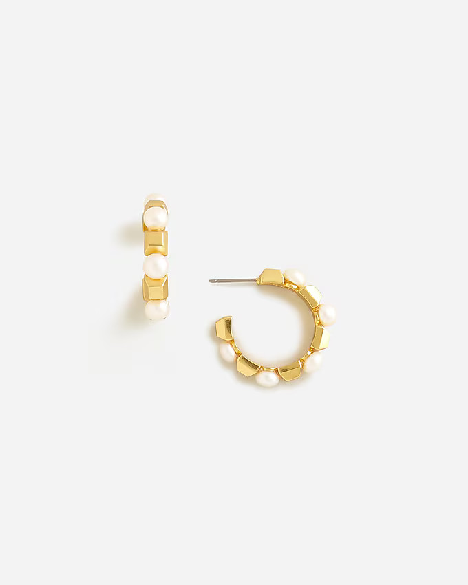 Square pearl hoops | J. Crew US