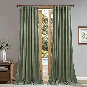 StangH Velvet Curtains 108 inches for Living Room, Sage Green Room Darkening Window Drapes for Nu... | Amazon (US)