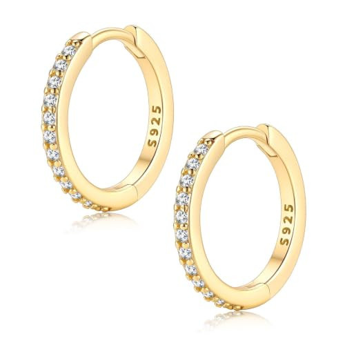 FaithHeart Solid 925 Sterling Silver CZ Huggie Hoop Earrings for Women, 12mm | Amazon (US)