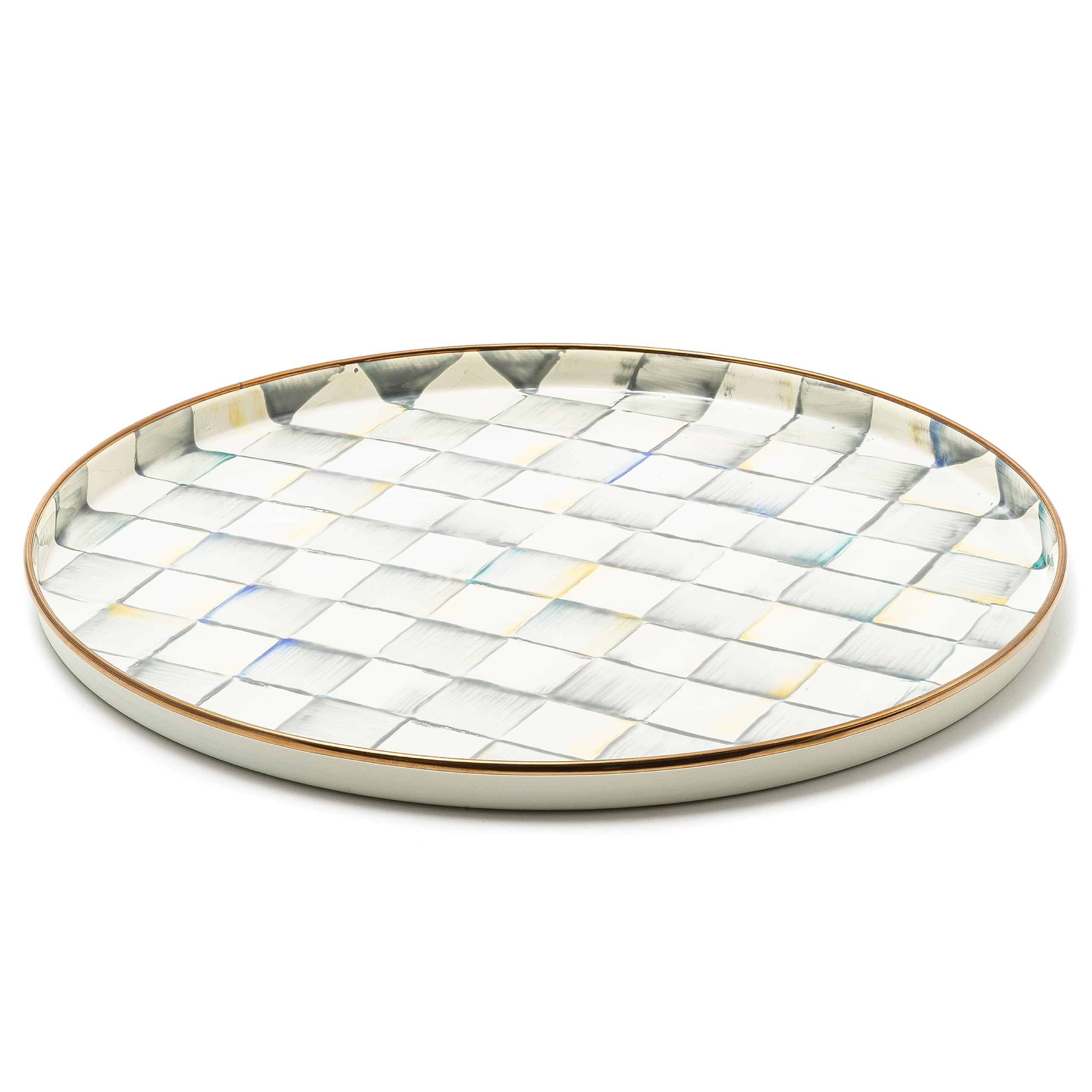 MACKENZIE-CHILDS Enamel Round Tray, Unique Serving Platter for Food and Drinks, Gray-and-White St... | Amazon (US)