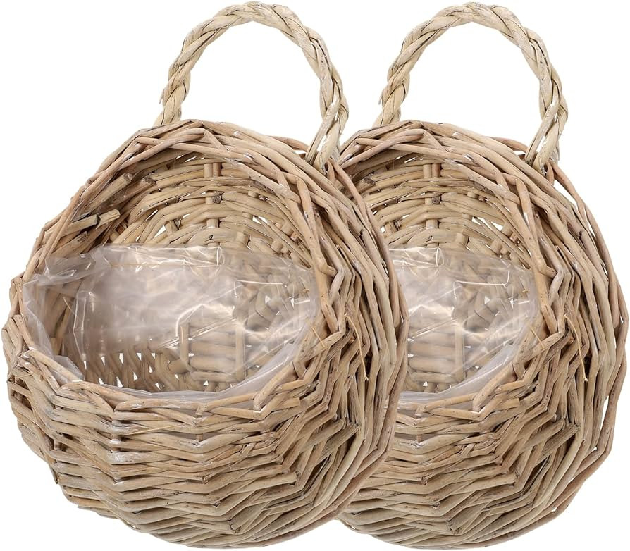 DOITOOL Rattan Woven Hanging Basket: 2PCS Wicker Wall Planter Woven Hanging Storage Basket Wall F... | Amazon (US)