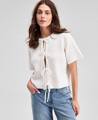 And Now This Women's Short-Sleeve Tie-Front Cardigan, Exclusively at Macy's - Macy's | Macy's