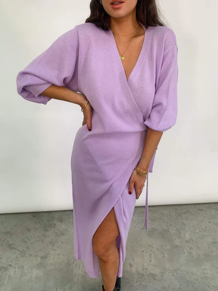 Beau Wrap Midi Dress - Lilac | Pretty Lavish (UK)