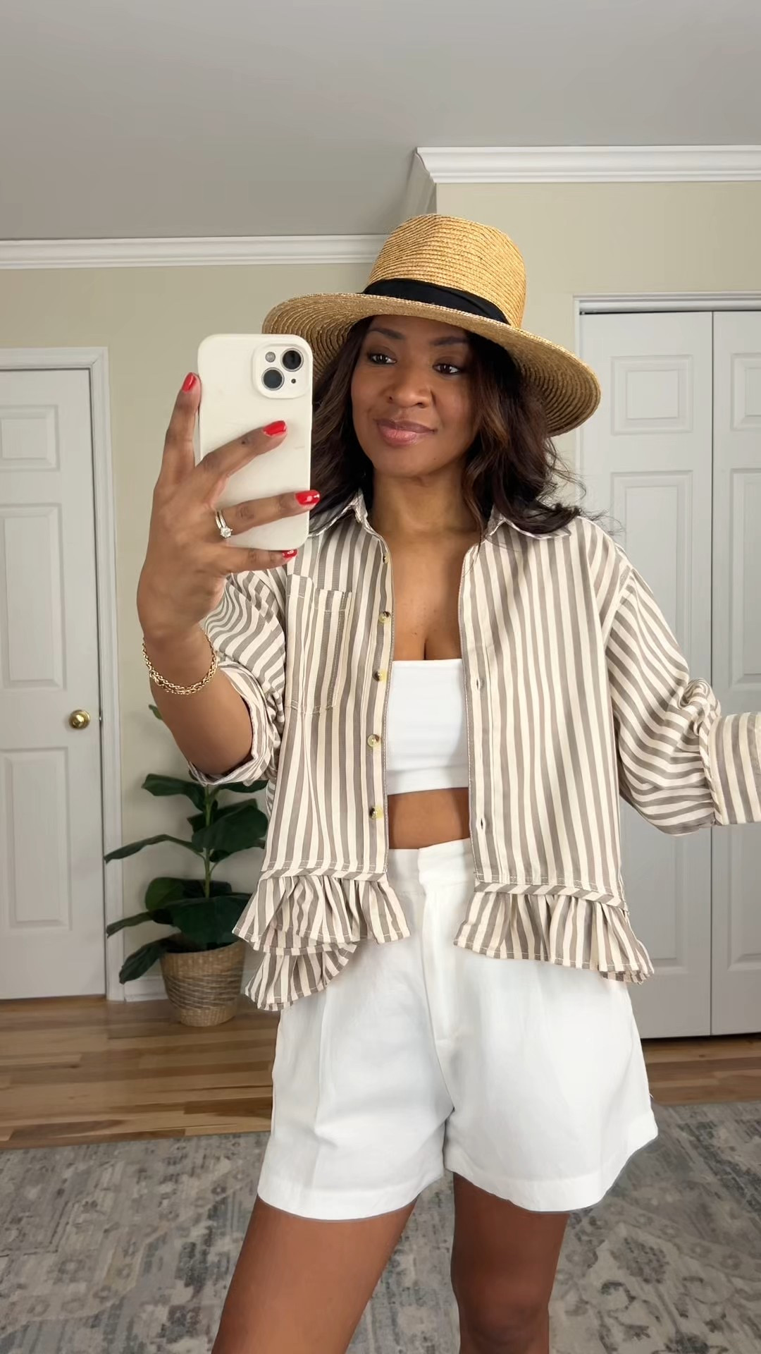 Wearing a medium in the ruffled top and linking similar shorts! 

#ltkover40 #ltkseasonal