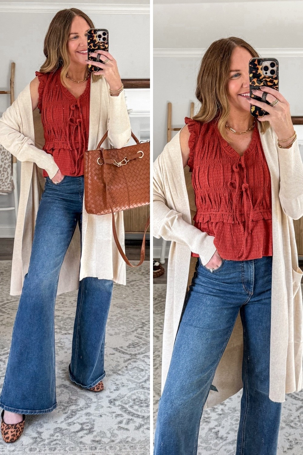 What’s your favorite season? Mine is fall and while I do love the changing leaves and turning back on the crockpot, it’s really about the clothes🍂 Like this head to toe Wakmart outfit that looks WAY, way more expensive than it is.


$14 ruffle top small
$19 cardigan 1X
$25 jeans tts
$18 leopard flats tts
$24 look for less bag

Elevated casual fall outfit, date night outfit, autumn vibes, fall fashion trends 2025, designer inspired



#LTKStyleTip #LTKFindsUnder50 #LTKSeasonal