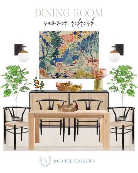 Get your dining area ready for summer by upgrading to this wood dining table, wishbone chair, wall sconce, faux plant, neutral side table, and more!
#diningroominspo #summerrefresh #kitchenessential #homefinds

#LTKU #LTKStyleTip #LTKSeasonal