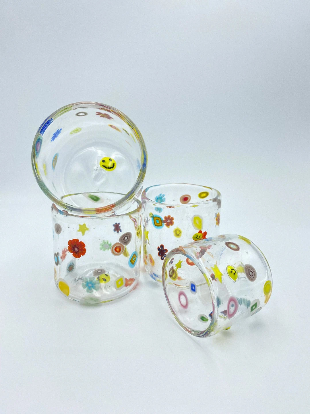 Hand Blown Glassware cup - "Glass Half Full" Set of 4 cups | Made to Order | Etsy (US)