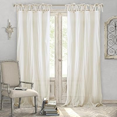 Elrene Home Fashions Crushed Semi-Sheer Adjustable Tie Top Single Panel Window Curtain Drape, 52"... | Amazon (US)