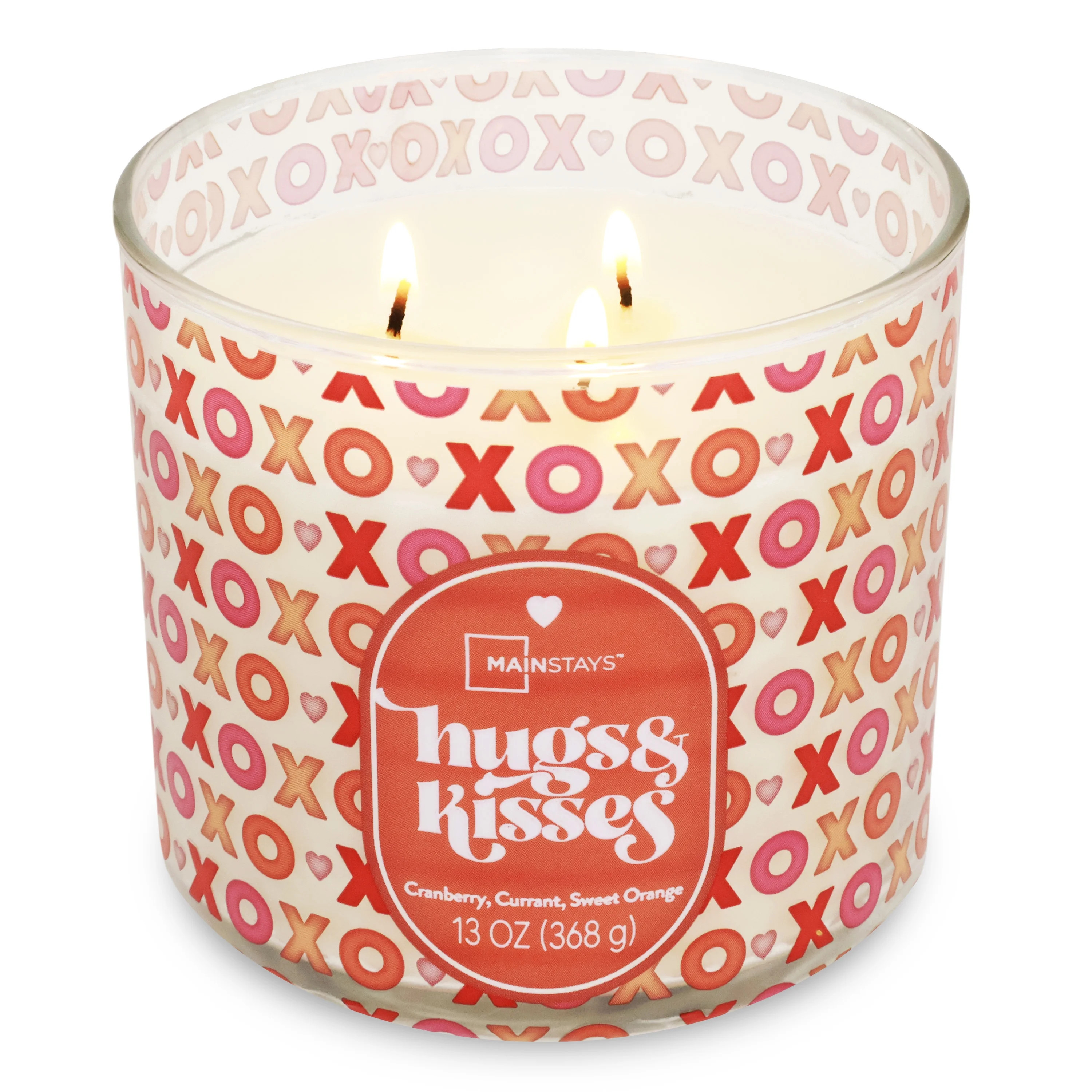 Mainstays 3-Wick Valentine's Themed Candle Hugs and Kisses Wrap, 13-Ounce | Walmart (US)