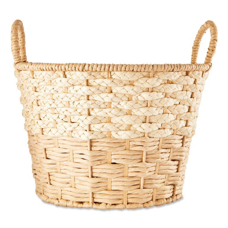 Way to Celebrate Easter Beige Rolled Paper Basket with Handles, 13.98" D | Walmart (US)