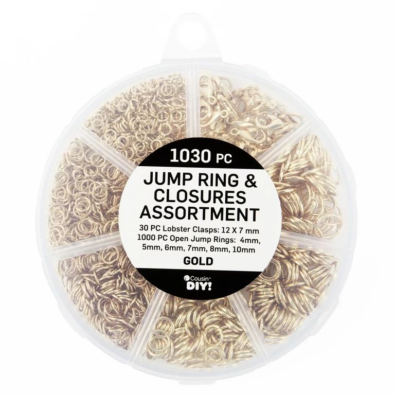 Cousin DIY Jump Ring Assortment with Lobster Clasps, Gold Coated Metal, 1030 Pc. | Walmart (US)