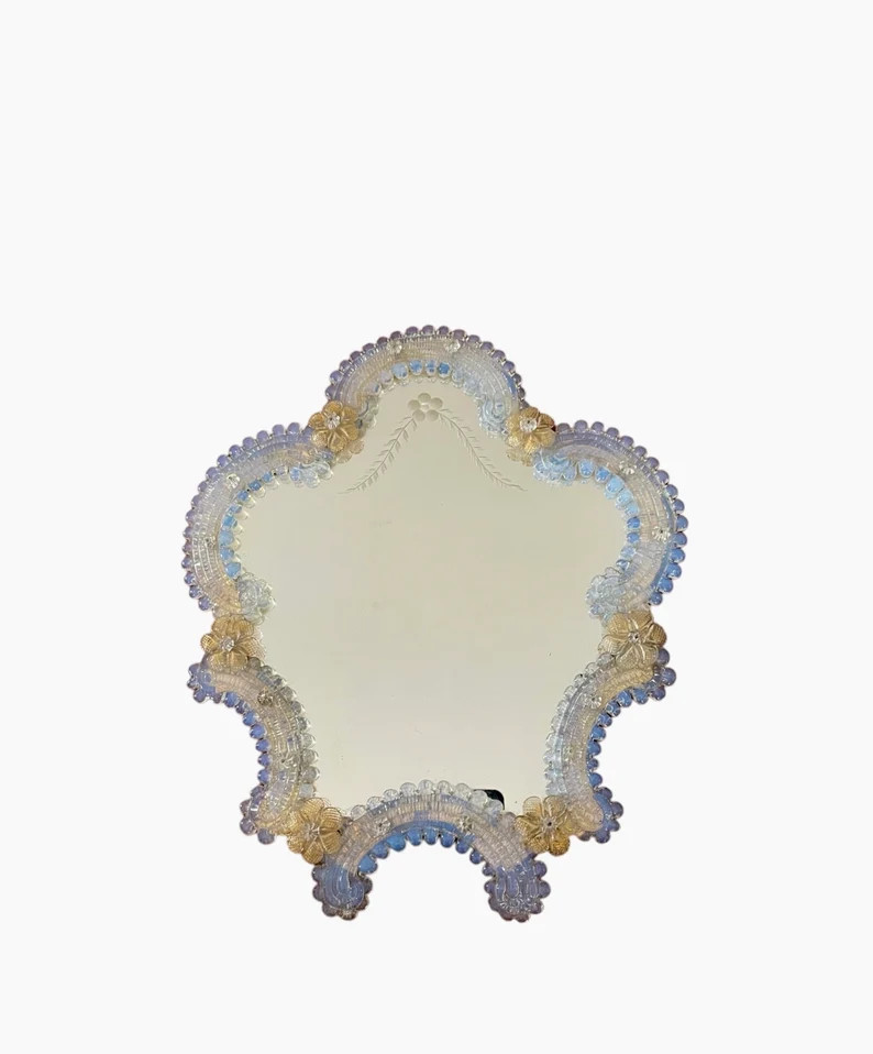 Old Murano Wall Mirror in Engraved Opalescent Glass 1950s - Etsy | Etsy (US)