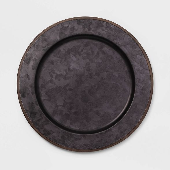 13" Metal Galvanized Decorative Charger Black - Threshold™ | Target