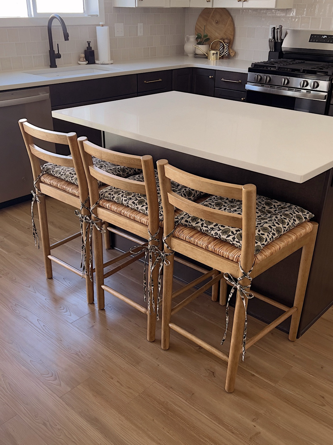 My counter stools & the shower curtain I used to make the cushions!! 