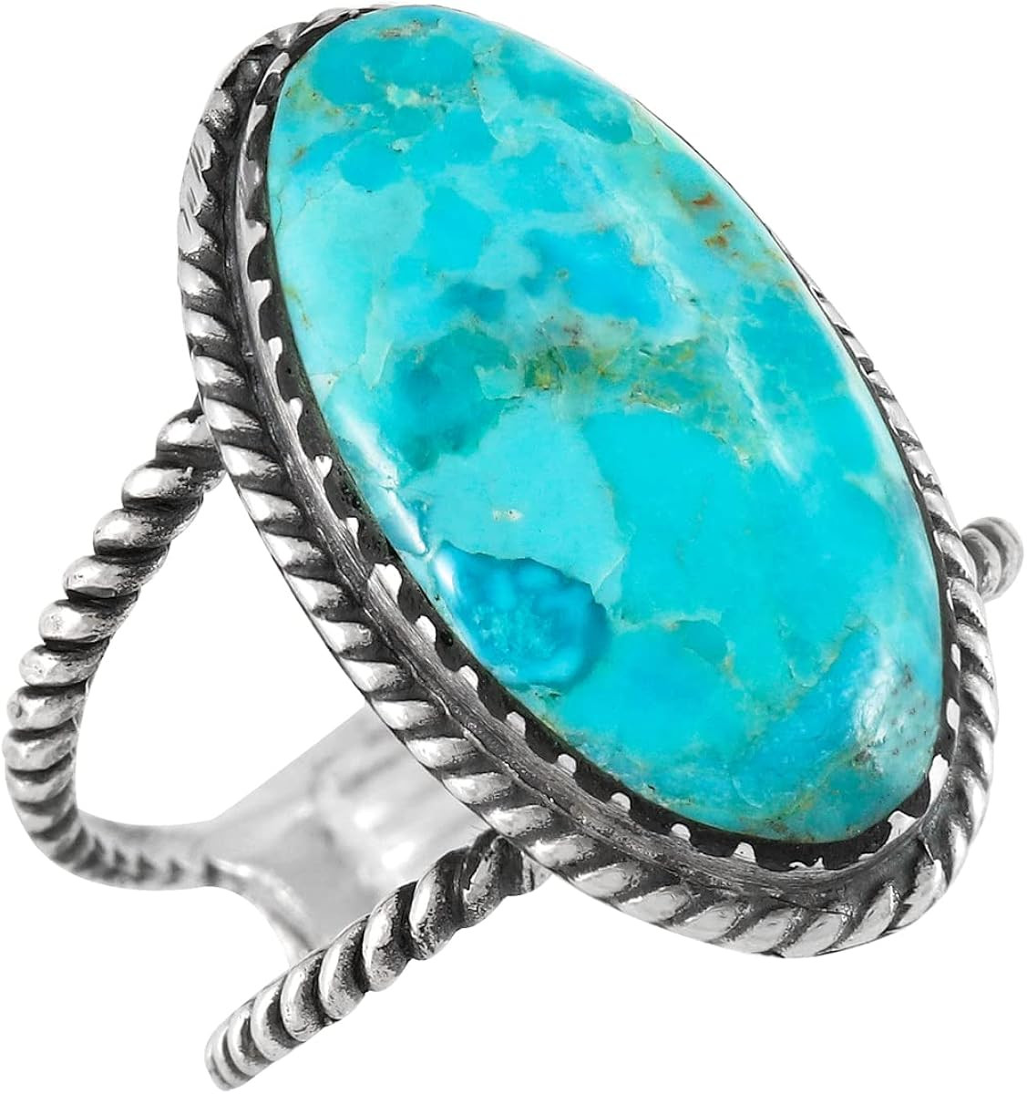 Turquoise Ring Sterling Silver 925 Genuine Gemstones Size 6 to 11 (Choose Color) | Amazon (US)