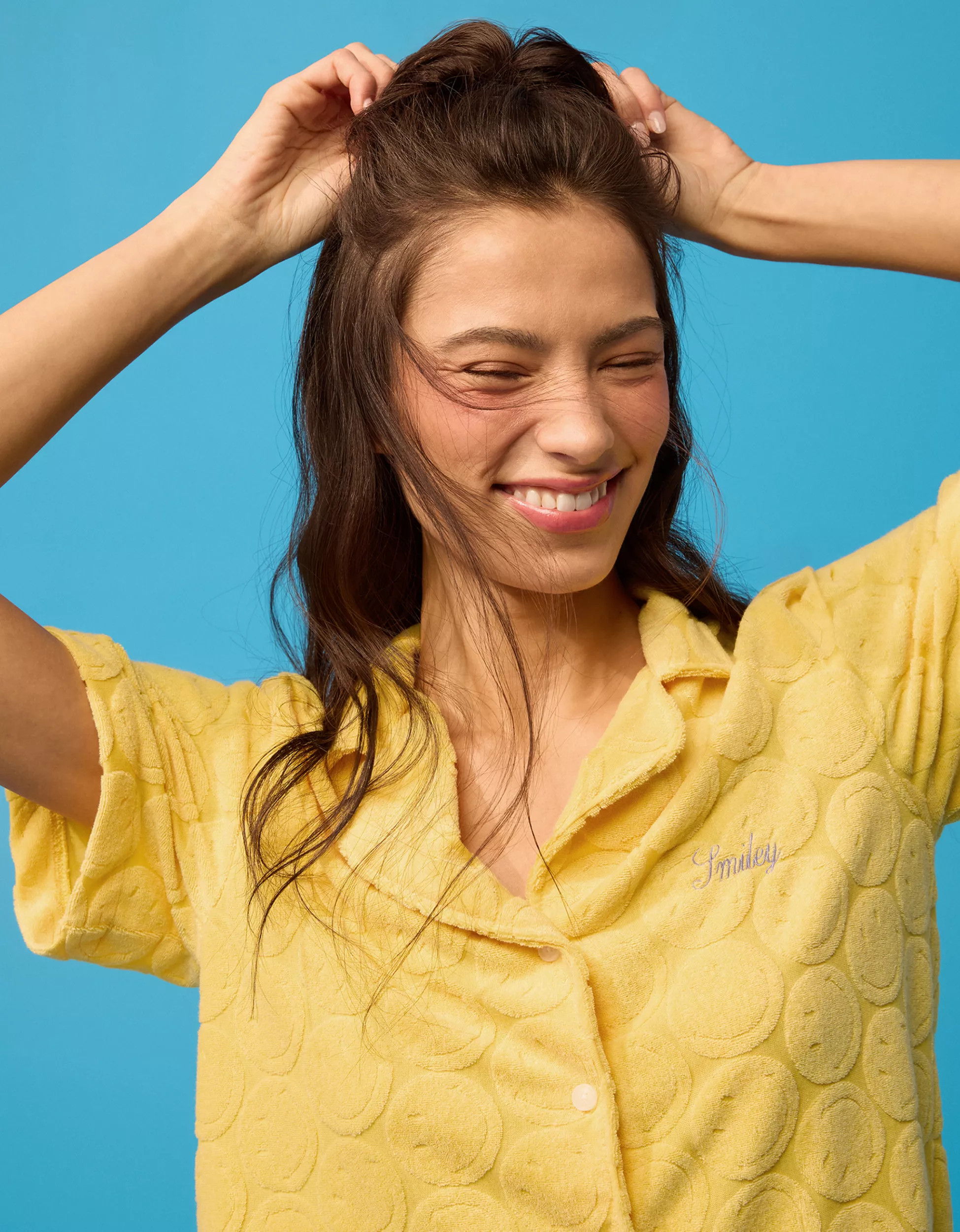 AE | Smiley® Terry Boxy PJ Set | American Eagle Outfitters (US & CA)