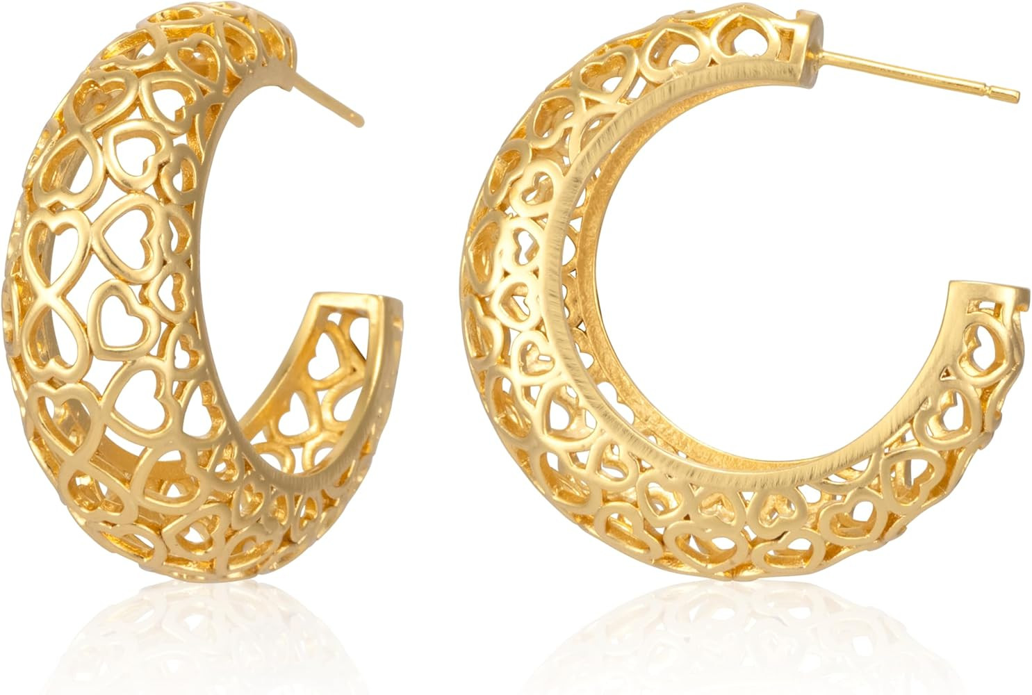 Large Chunky Gold Hoop Filigree Earrings for Women, Statement Lightweight Vintage-Inspired Hoops | Amazon (US)