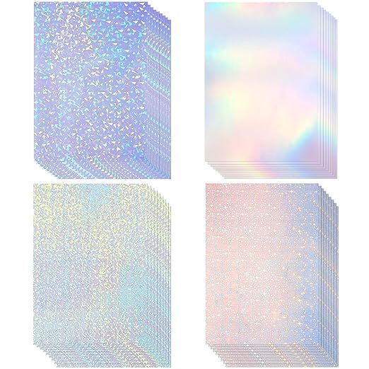 36 Sheets Self-Adhesive Paper Holographic Transparent Paper A4 Waterproof Self-Adhesive Transpare... | Amazon (US)