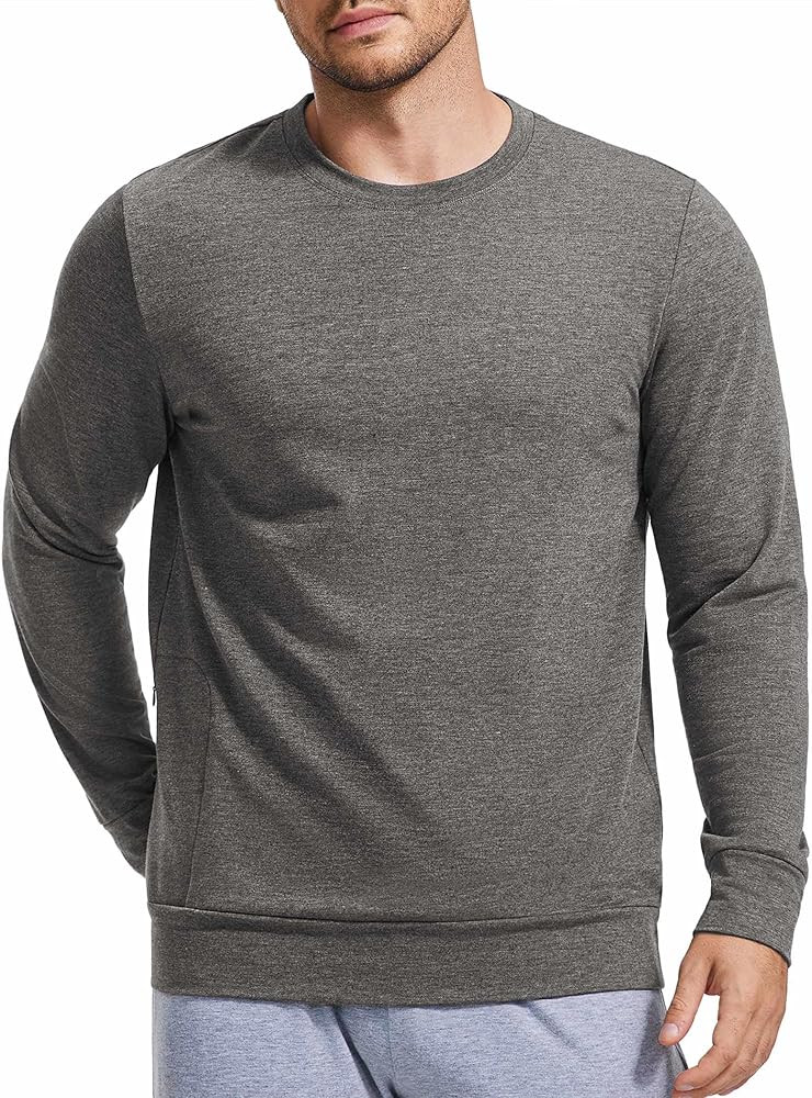 PINSPARK Men Crewneck Sweatshirt Lightweight Long Sleeve Running Sweat Shirts Casual Pullover Top... | Amazon (US)