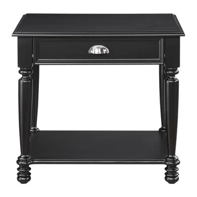 Black Finish End Table With Drawer And Shelf For Traditional Living Wood Home Decoration | Wayfair North America
