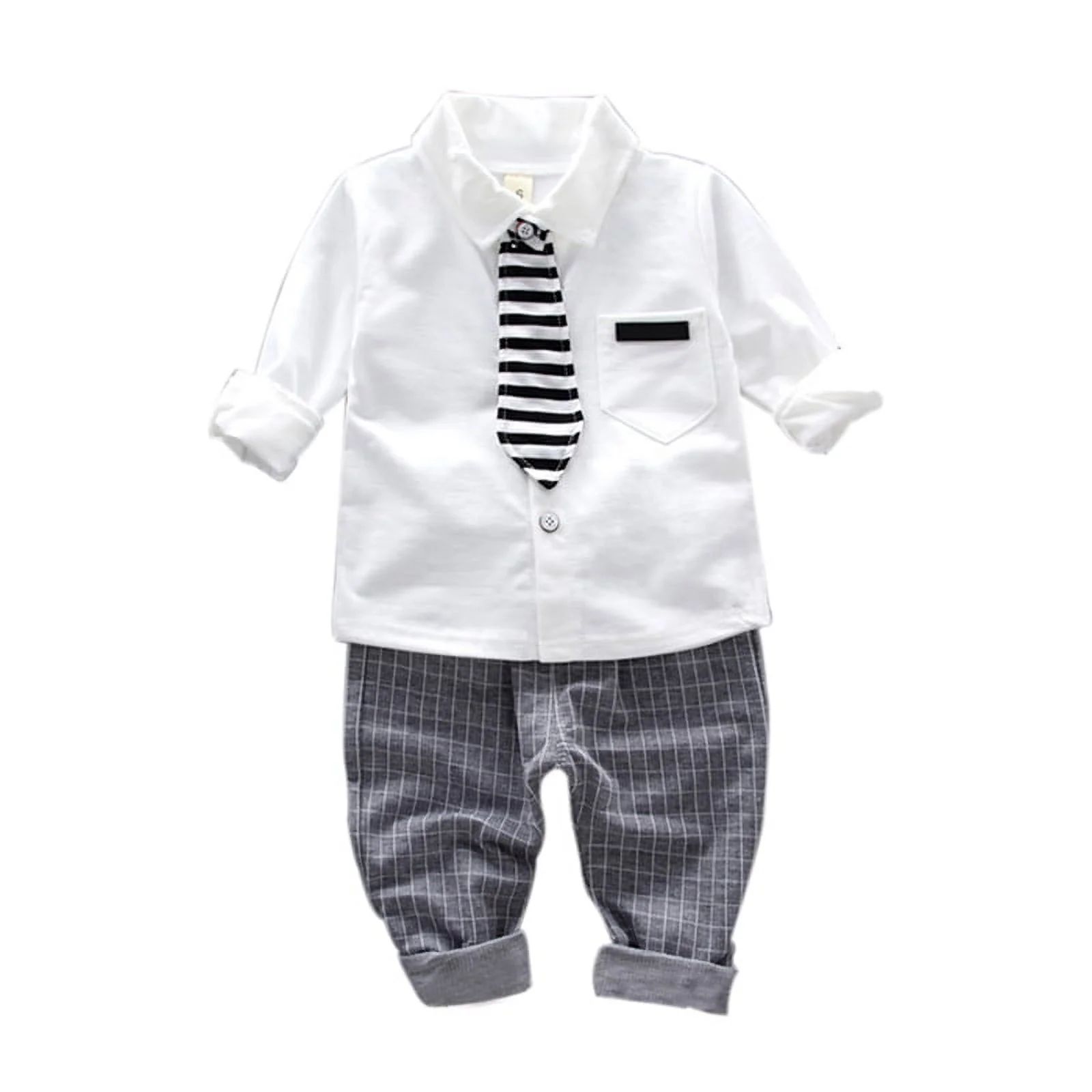 Baby Boys Gentleman Outfits Suits Baby Boys Clothes, Dress Shirt with Bowtie&Pants | Walmart (US)