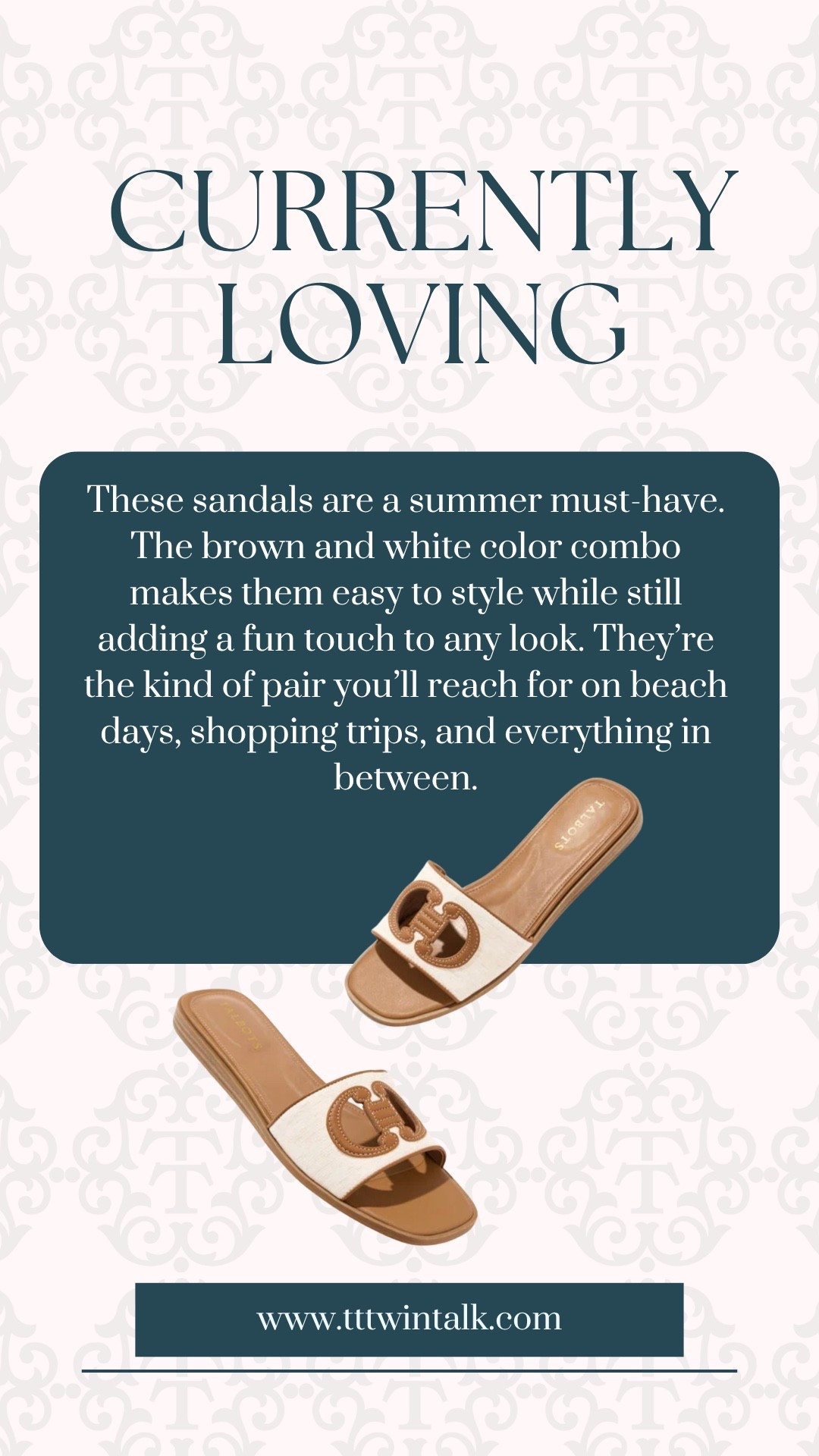 These sandals are a summer must-have. The brown and white color combo makes them easy to style while still adding a fun touch to any look. They’re the kind of pair you’ll reach for on beach days, shopping trips, and everything in between.

#LTKSeasonal #LTKOver40 #LTKBeauty