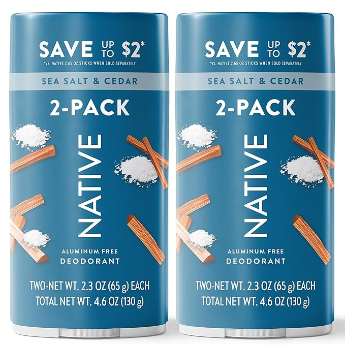 Native Sea Salt & Cedar Twin Pack Deodorant Bundle 2 x 2.3 oz | Amazon (US)