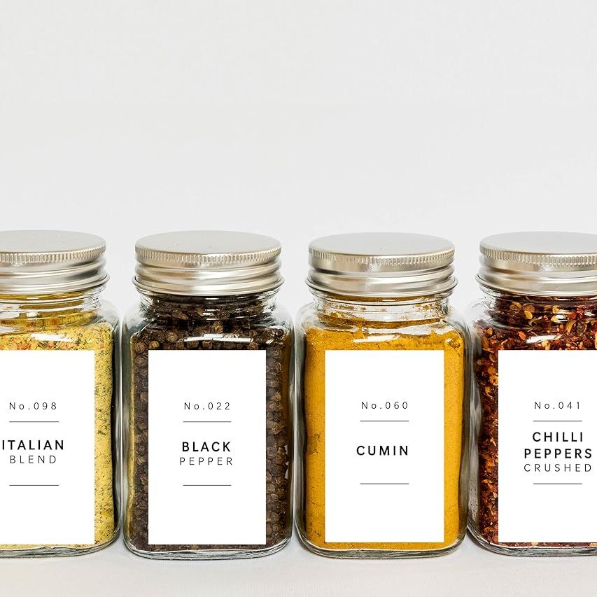 Lovable Labels Farmhouse Spice Jar Labels - Minimalist 184 Preprinted + 8 Blank Write-on Stickers Di | Amazon (US)