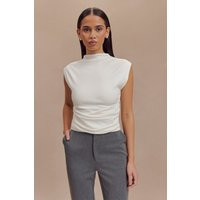 Ellia High Neck Sleeveless Top - White I MESHKI I Size S | MESHKI US