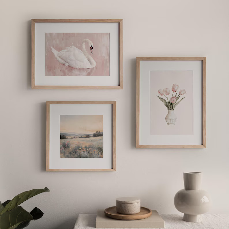 Swan Art Printable | White Swan Vintage Style Painting | Pastel Blush Pink Artwork | Coquette Gir... | Etsy (US)