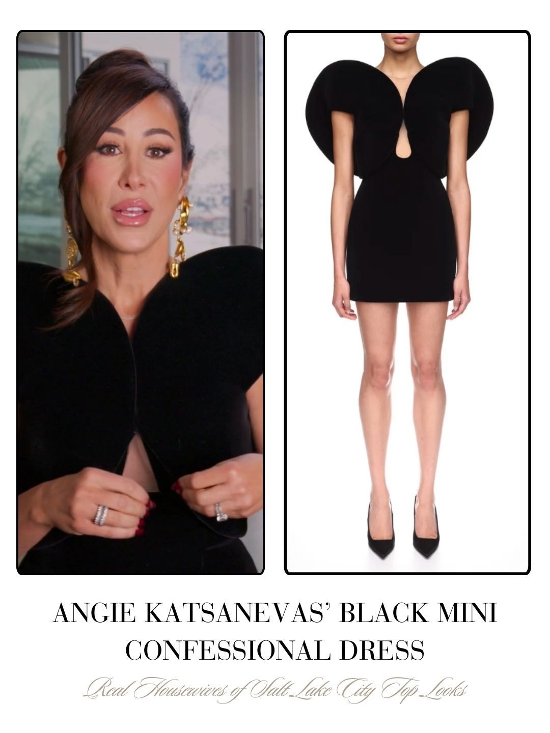 Angie Katsanevas' Black Mini Confessional Look Sold by David Koma 