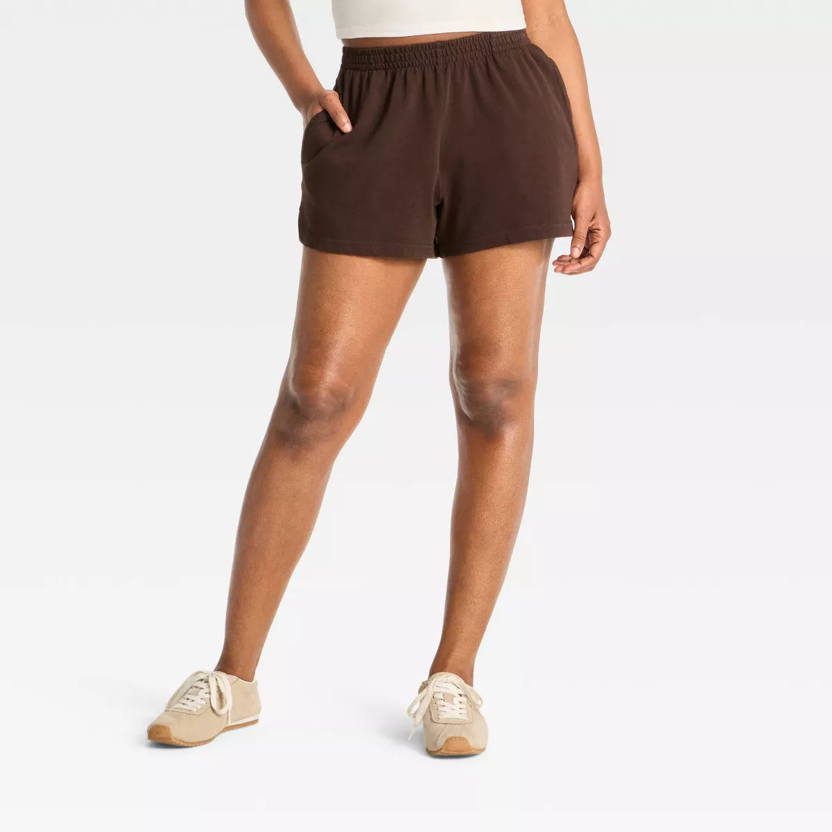 Women's Mid-Rise Dorm Shorts - Wild Fable™ Brown L | Target