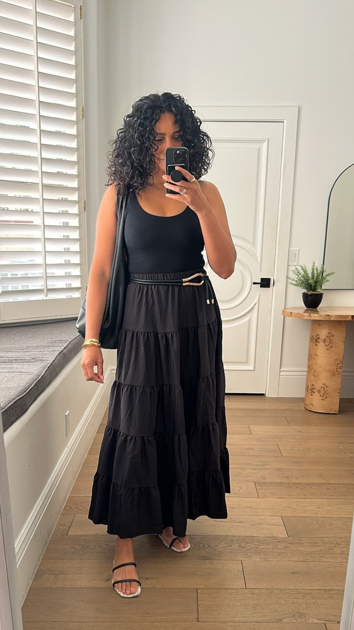 Easy everyday outfit: this tiered maxi skirt looks great with tanks and tees!! Dresses it up with gold accessories!! All fit true to size.

#LTKootd #LTKOver40 #LTKTall
