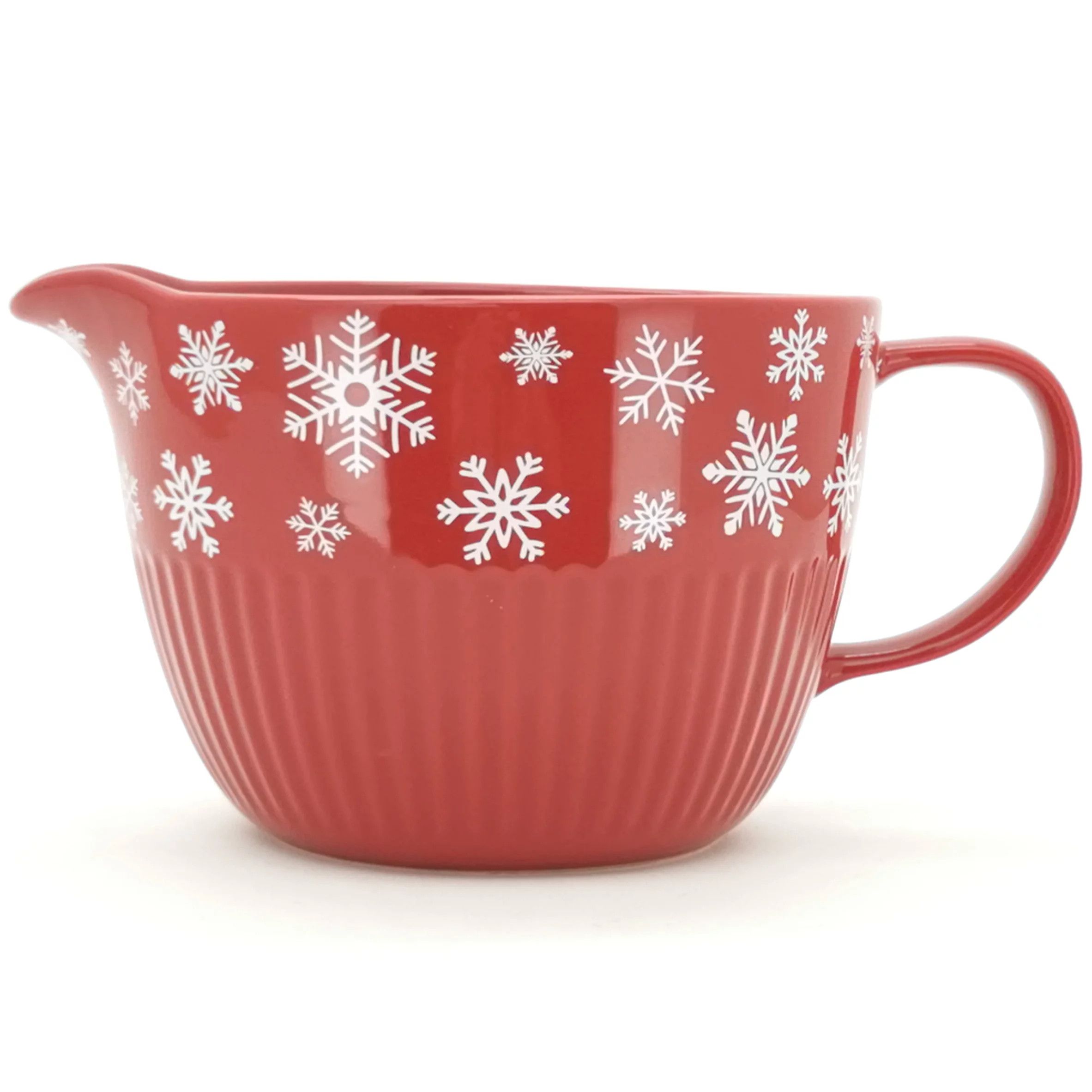 Holiday Time Red and White Snowflake Batter Bowl, Stoneware Ceramic | Walmart (US)