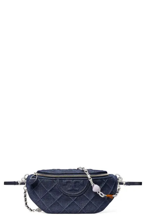 Tory Burch Fleming Quilted Denim Belt Bag in Blue at Nordstrom | Nordstrom