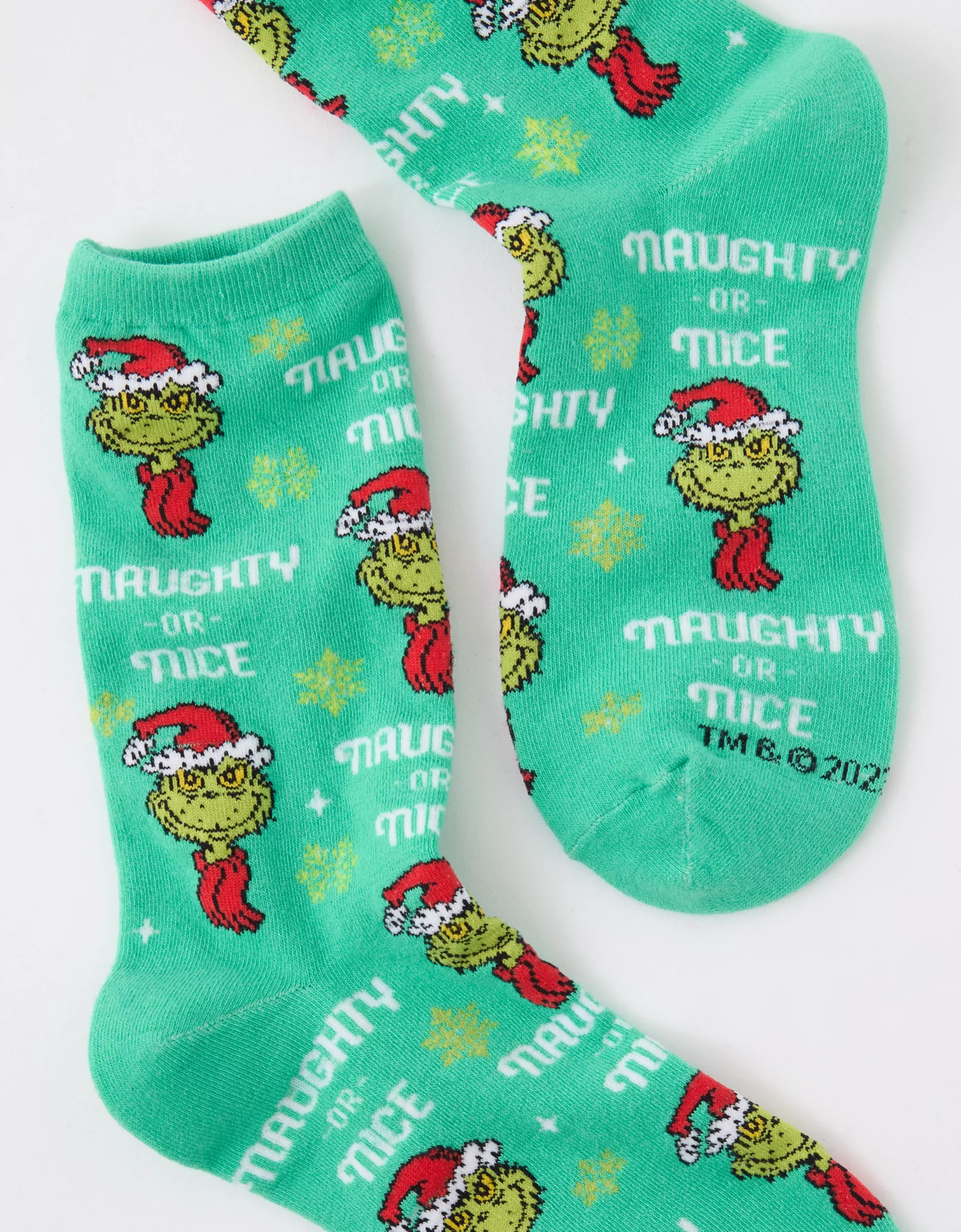 AE Naughty Nice Grinch Crew Sock | American Eagle Outfitters (US & CA)
