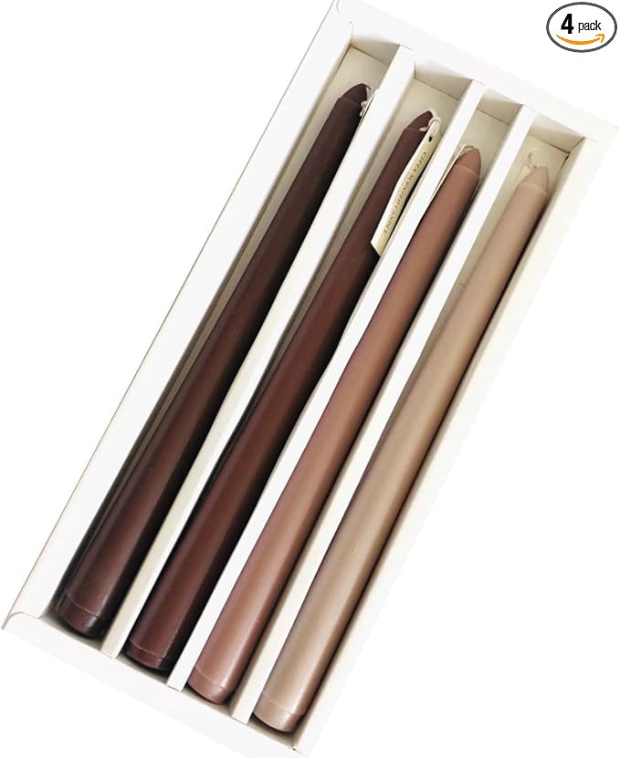Taper Candles 10'' Colored Candle Sticks Set of 4 | Coffee Cream Scented, Natural Soy Wax | Home ... | Amazon (US)