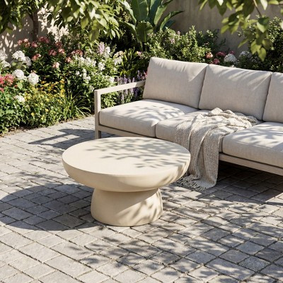 Christopher Knight Home Bellamy Outdoor Modern Lightweight Concrete Round Coffee Table, Cream Off-White | Target