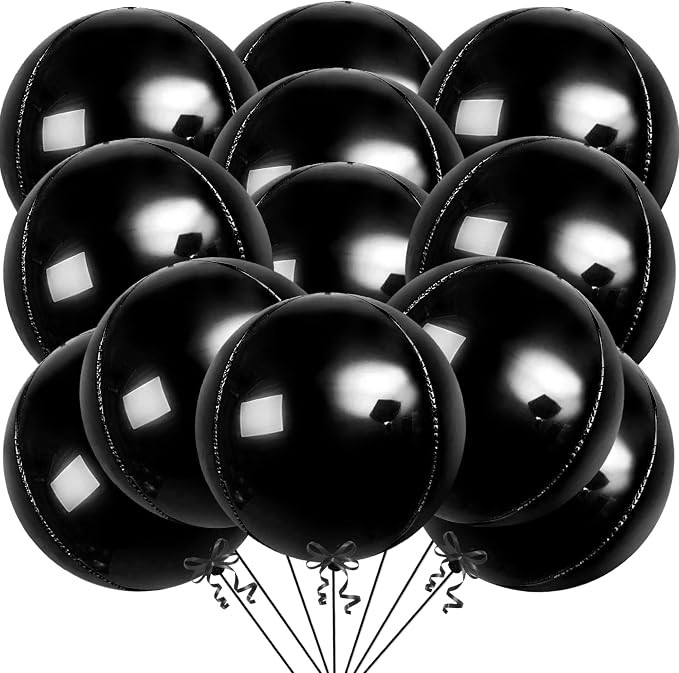 KatchOn, Huge Black Balloons - 22 Inch, Pack of 12 | Round 4D Black Foil Balloons for Black Birth... | Amazon (US)