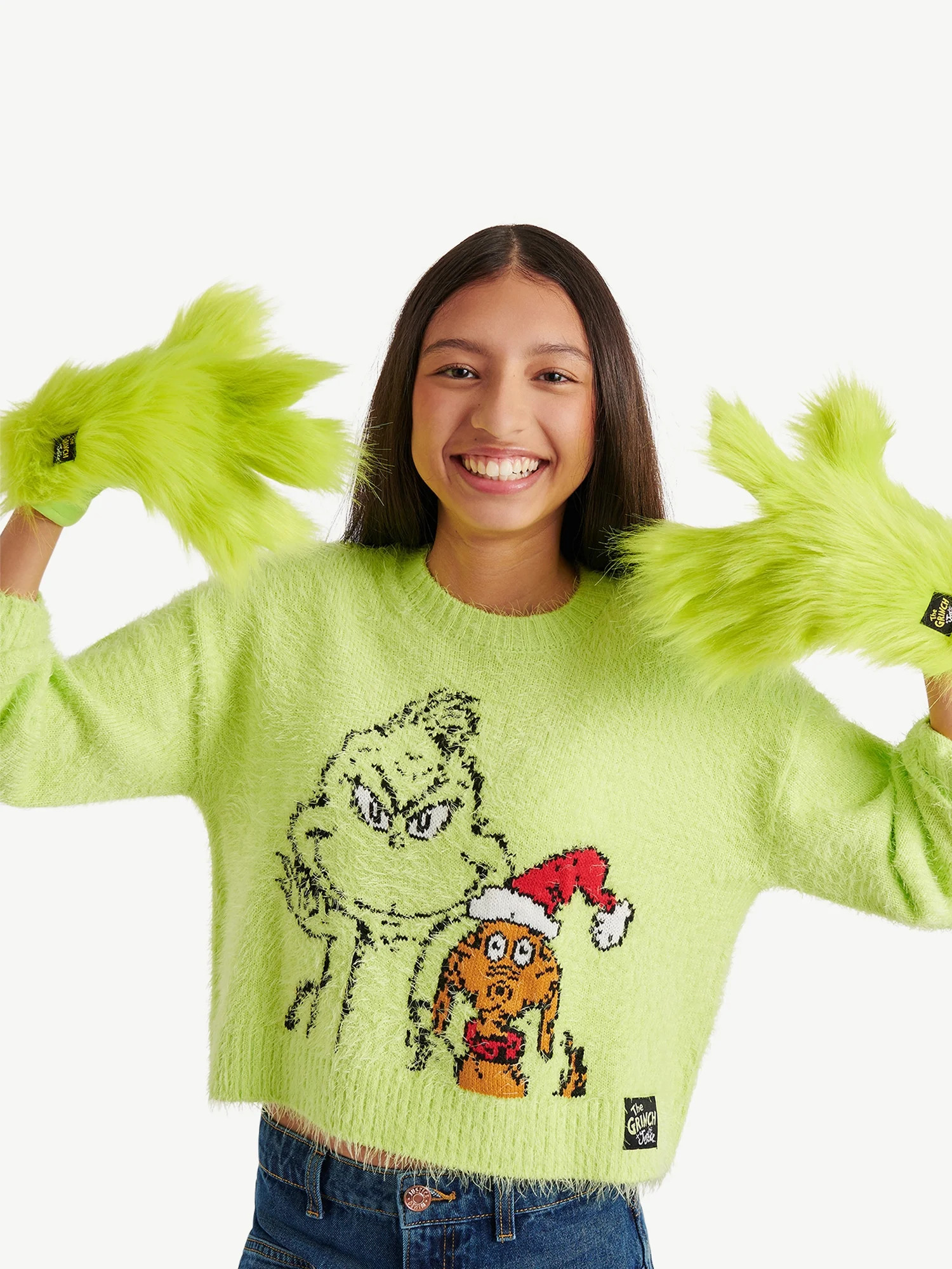 Justice Dr. Seuss The Grinch Faux Fur Gloves | Walmart (US)