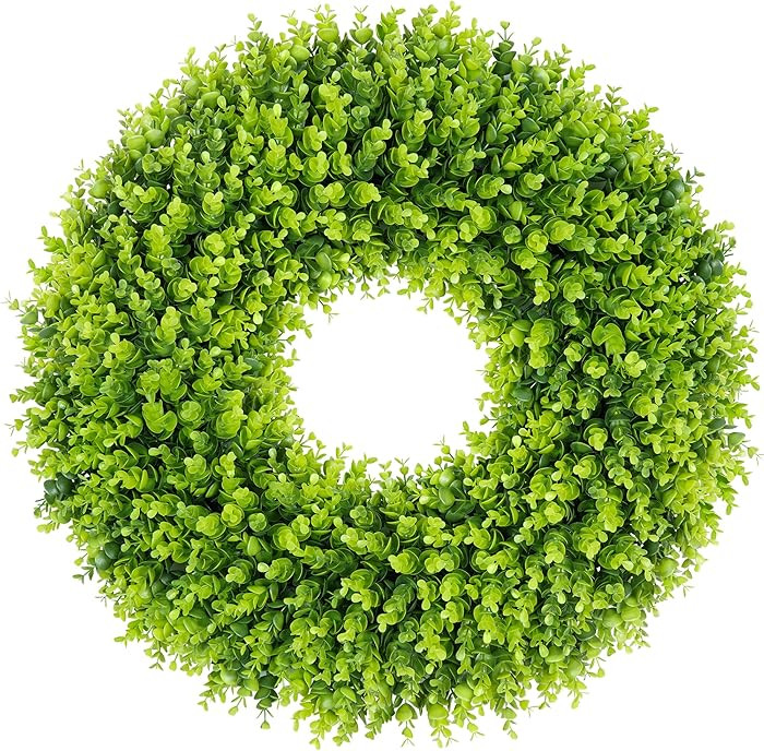 28 inch Boxwood Wreath, Artificial Large Spring Wreaths for Front Door with Yellow Sash can DIY S... | Amazon (US)