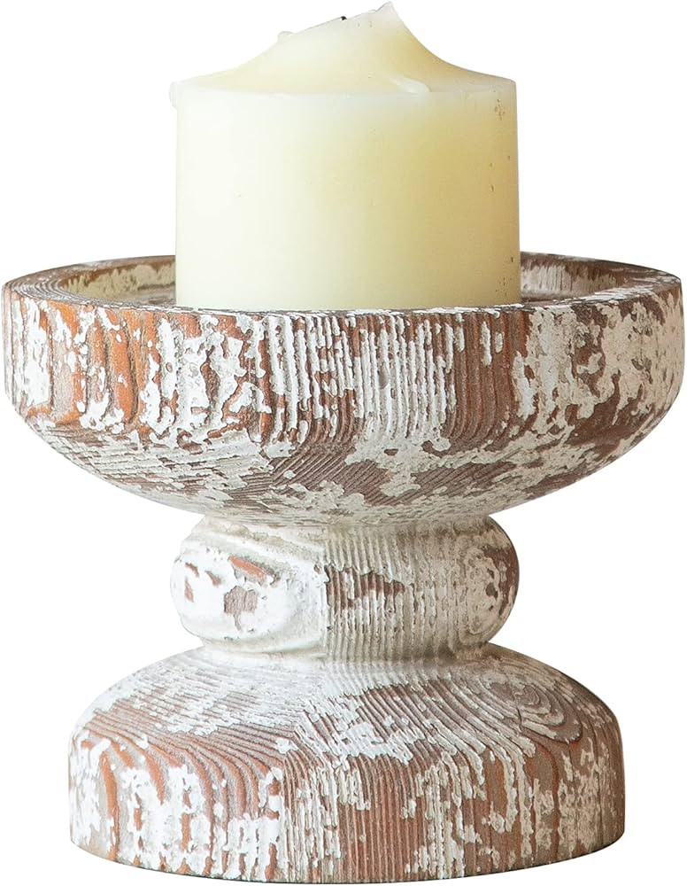 Hand Crafted Wooden Candle Holders Pillar, Candle Holders for Candlesticks, Farmhouse Shabby Chic... | Amazon (US)