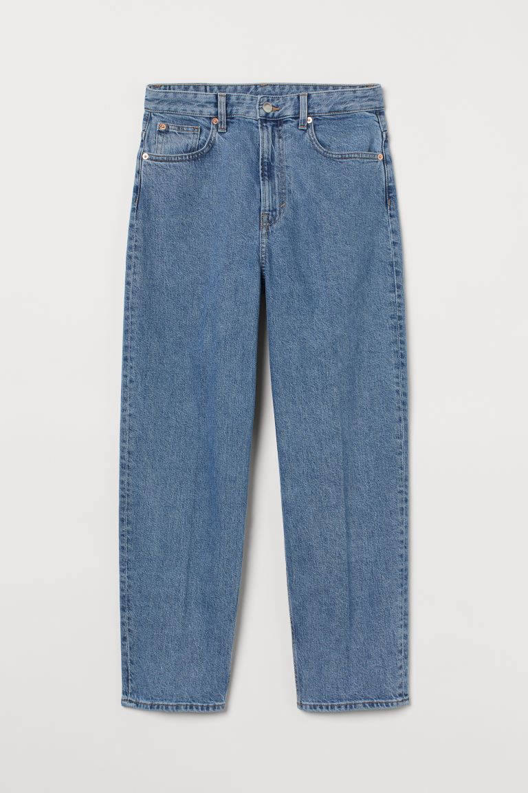 Ankle-length, 5-pocket jeans in thick cotton denim. High waist, zip fly with button, and gently t... | H&M (US + CA)