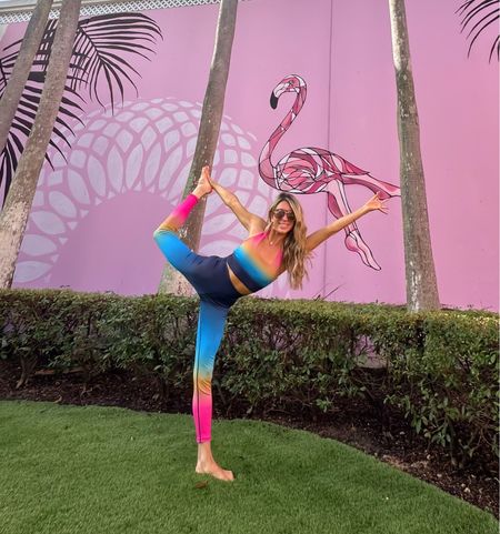 In loveee 
Beach Riot Piper leggings in ocean sunset and Katya top! Wearing a side S in the leggings and a medium in the top! 

#LTKover40 #LTKtravel #LTKfitness